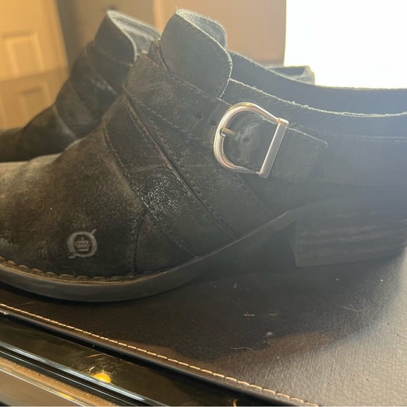 Black suede western inspired slides/mules. - Picture 3 of 7